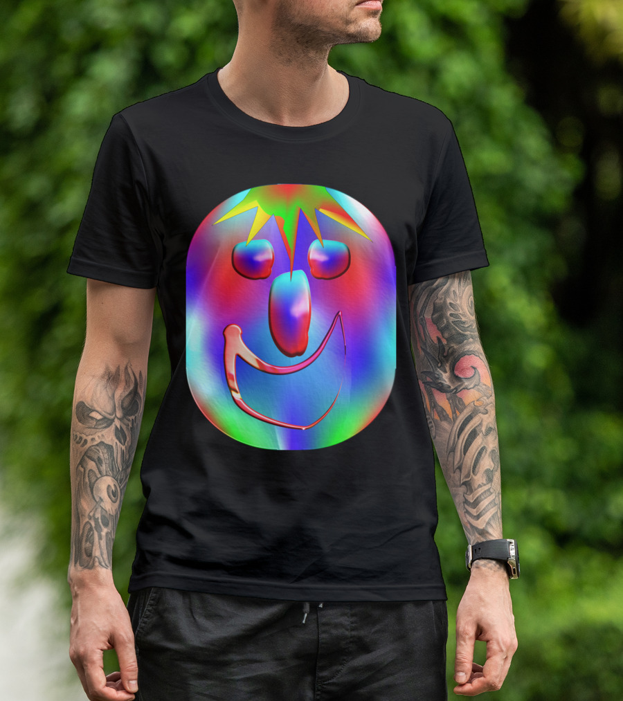 Carnaval Colorful Smiling Face With Vibrant Starburst Hair T-Shirt