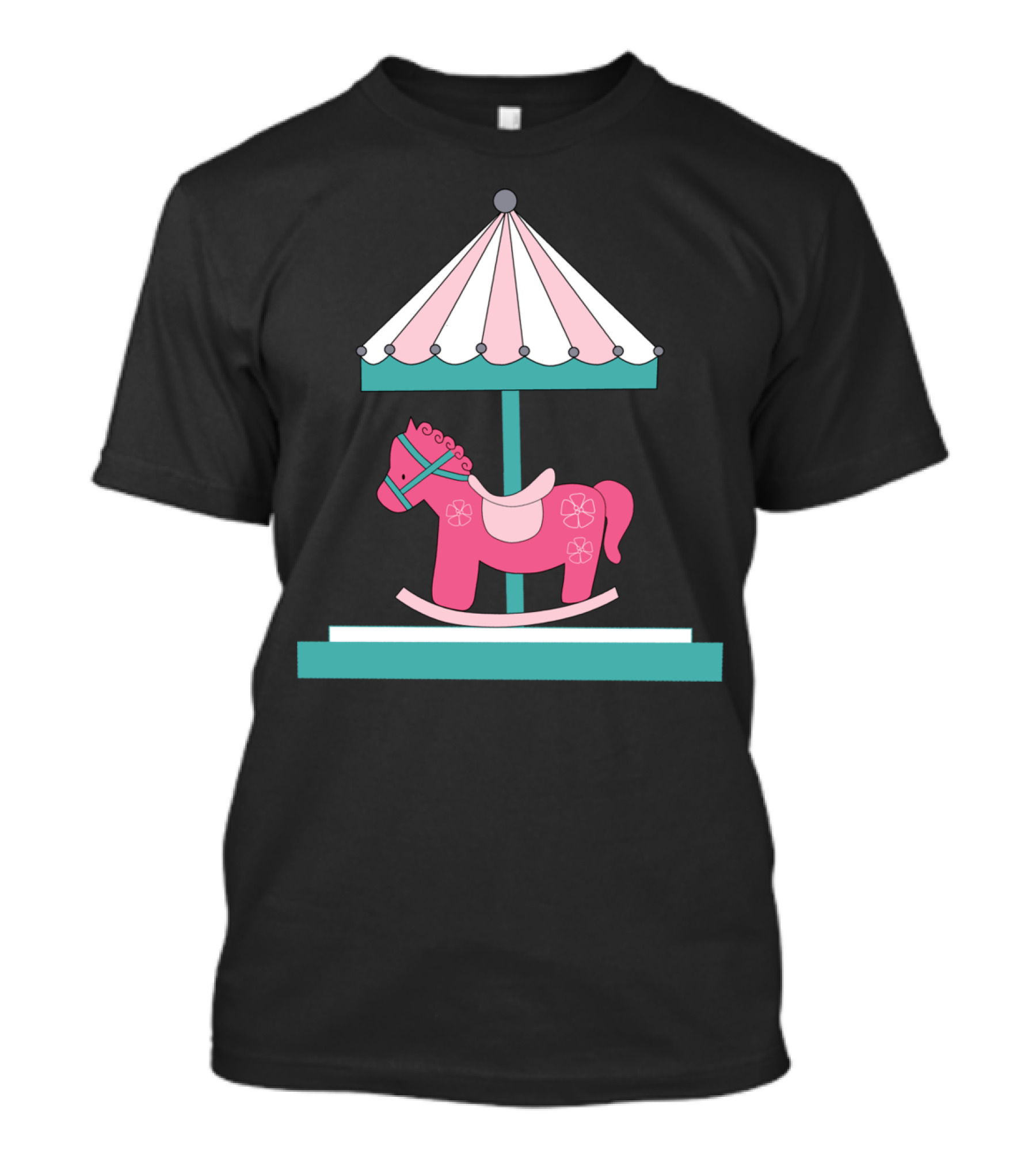 Carousel Rocking Horse Pink Floral Canopy T-Shirt