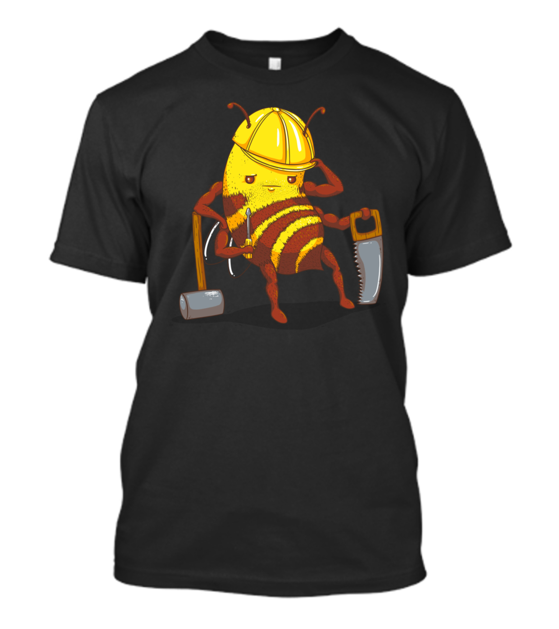 Worker Bee Carpenter Helmet Mallet Saw Screwdriver T-Shirt