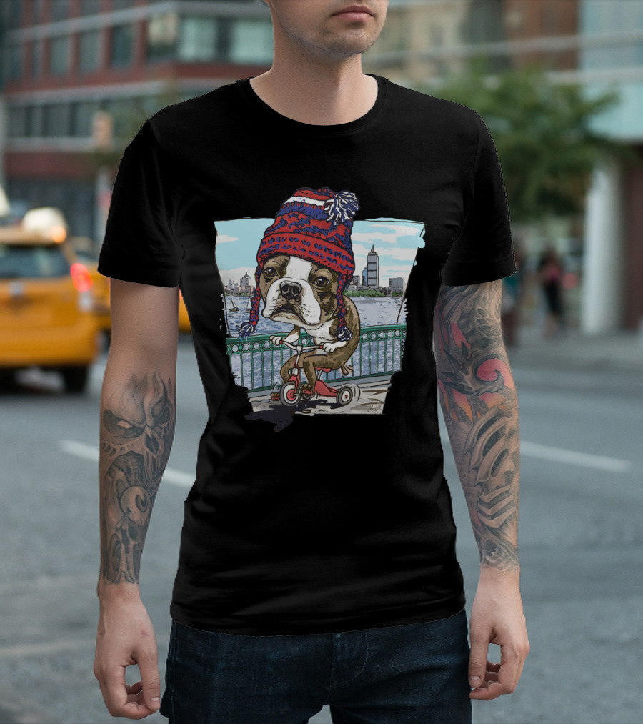 Boston Terrier Wicked Pissah Tricycle Adventure Skyline Hat T-Shirt