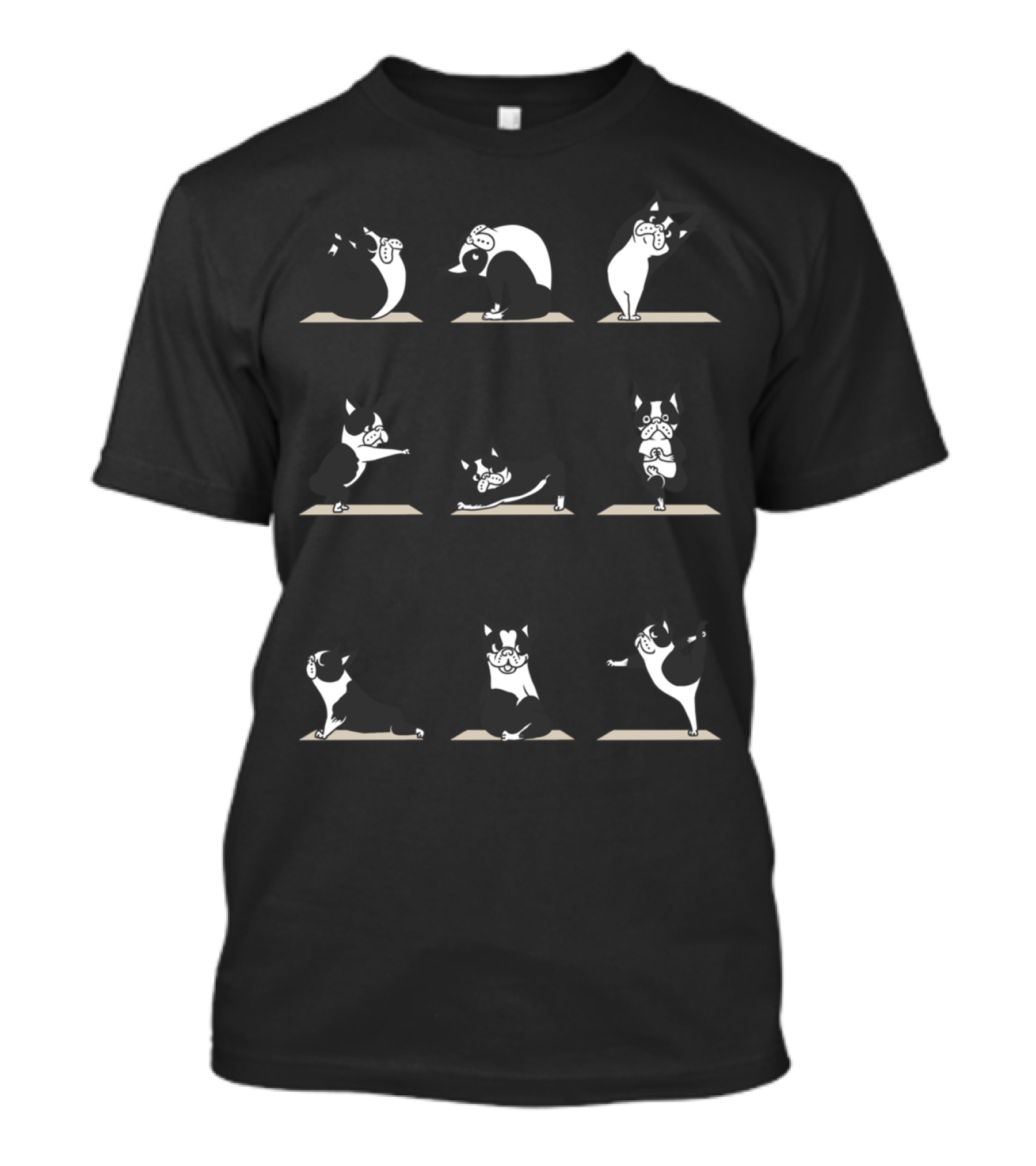 Boston Terriers Yoga Poses Collection T-Shirt