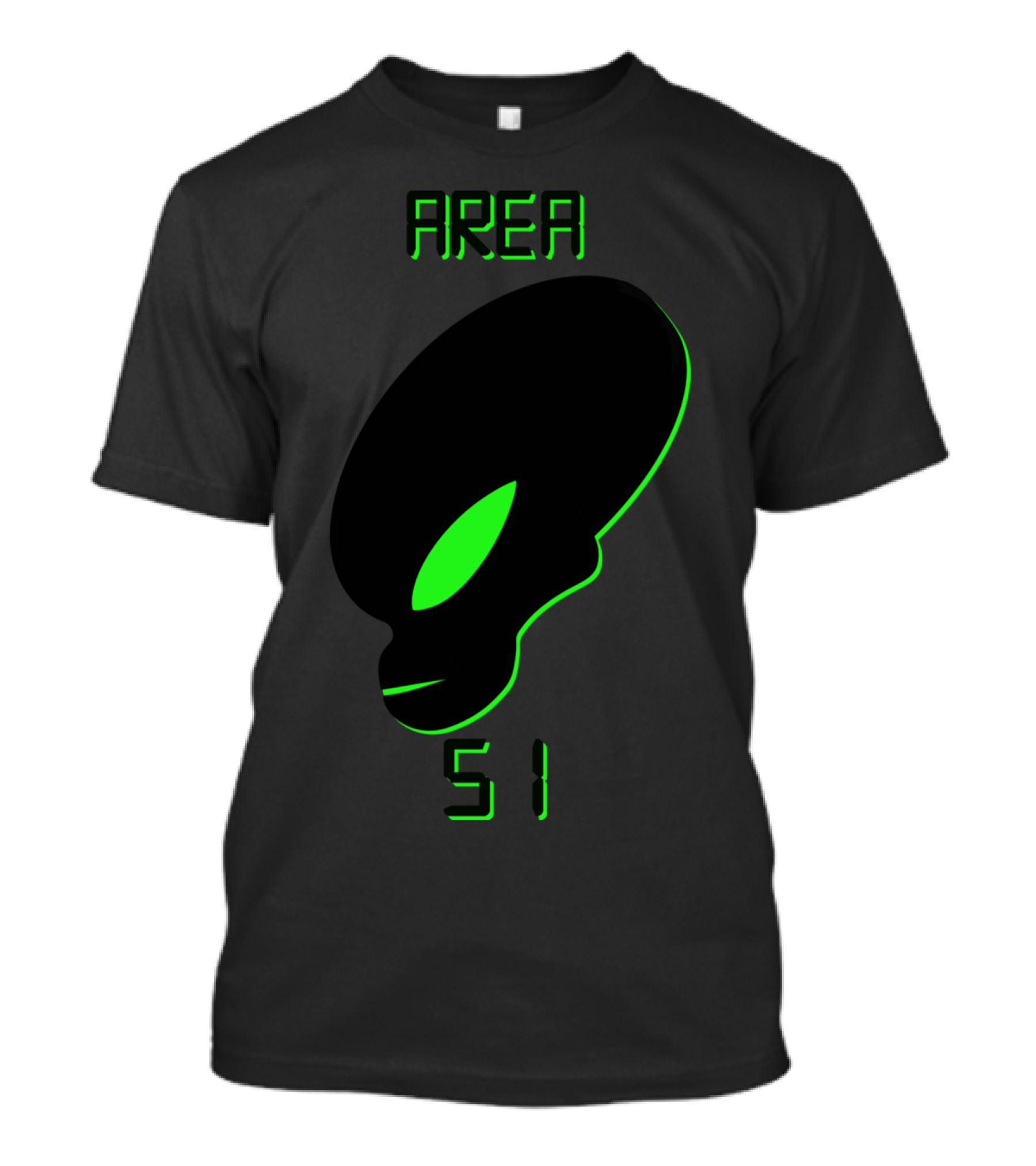 AREA 51 Alien Head Neon Green Outline T-Shirt