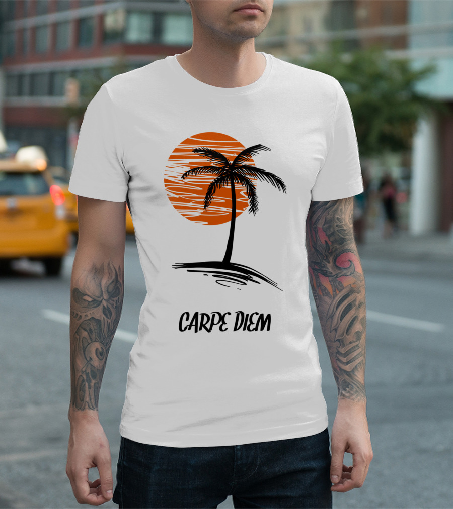 Carpe Diem Seize The Day Palm Tree Sunset T-Shirt