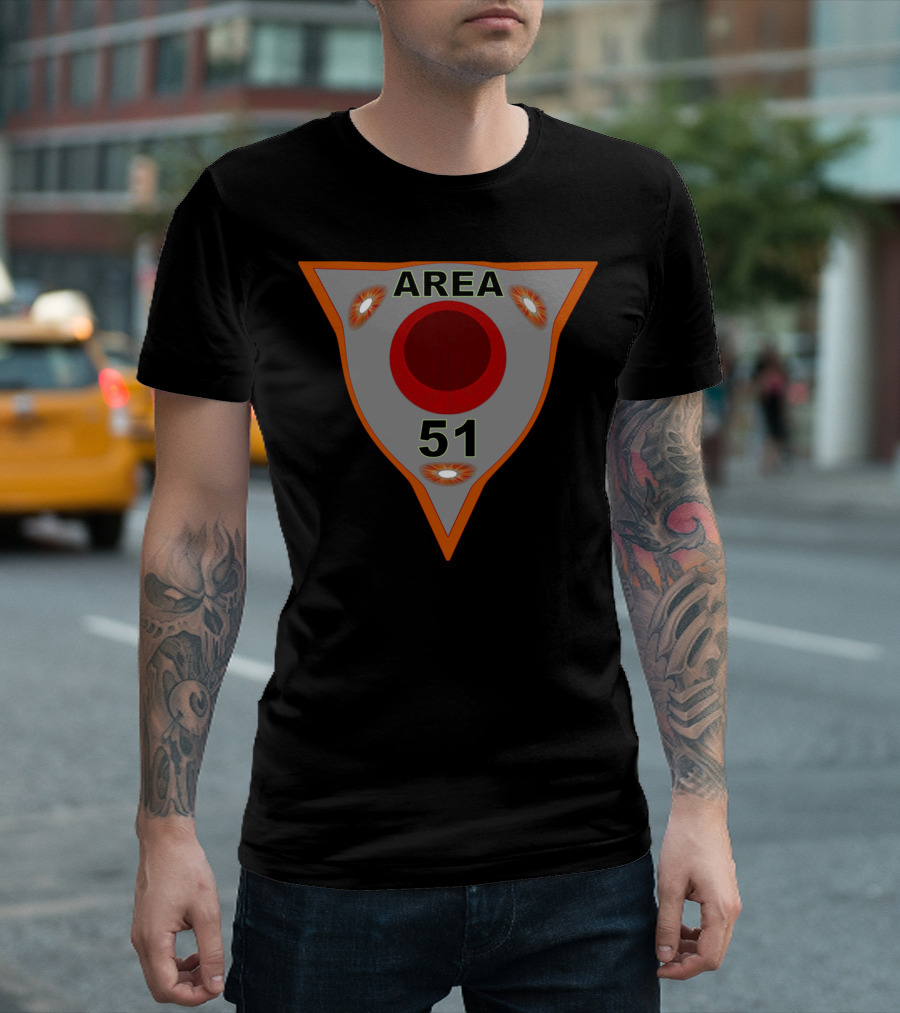 AREA 51 UFO Patch Design With Red Circle And Surrounding Discs T-Shirt