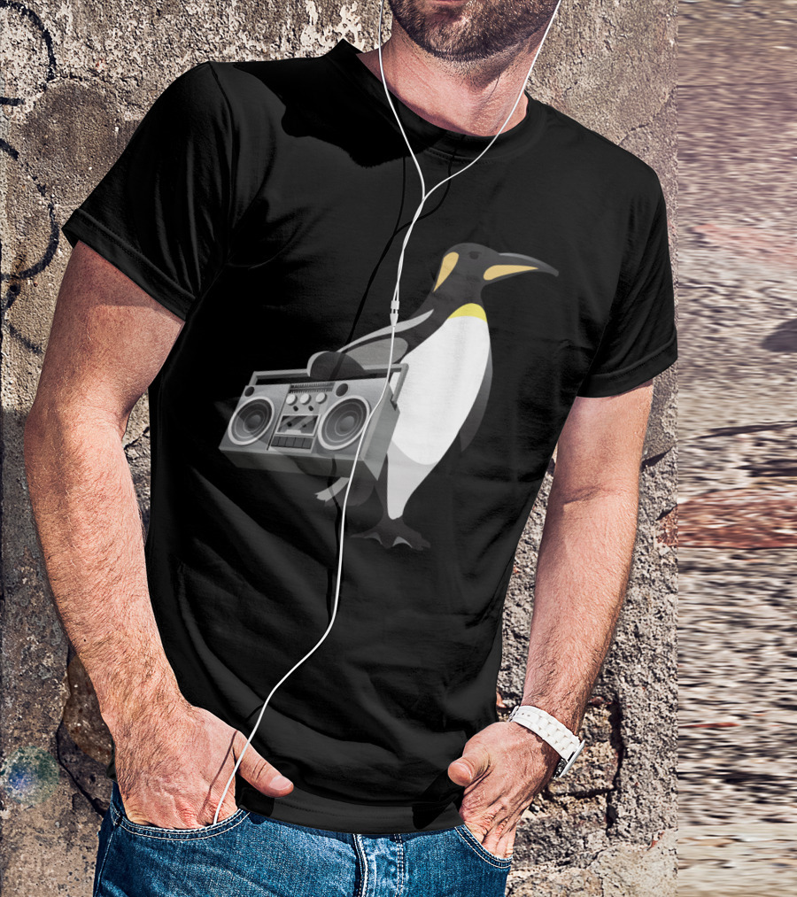 Beat Kingdom Ice Cold Penguin With Boombox Beats T-Shirt