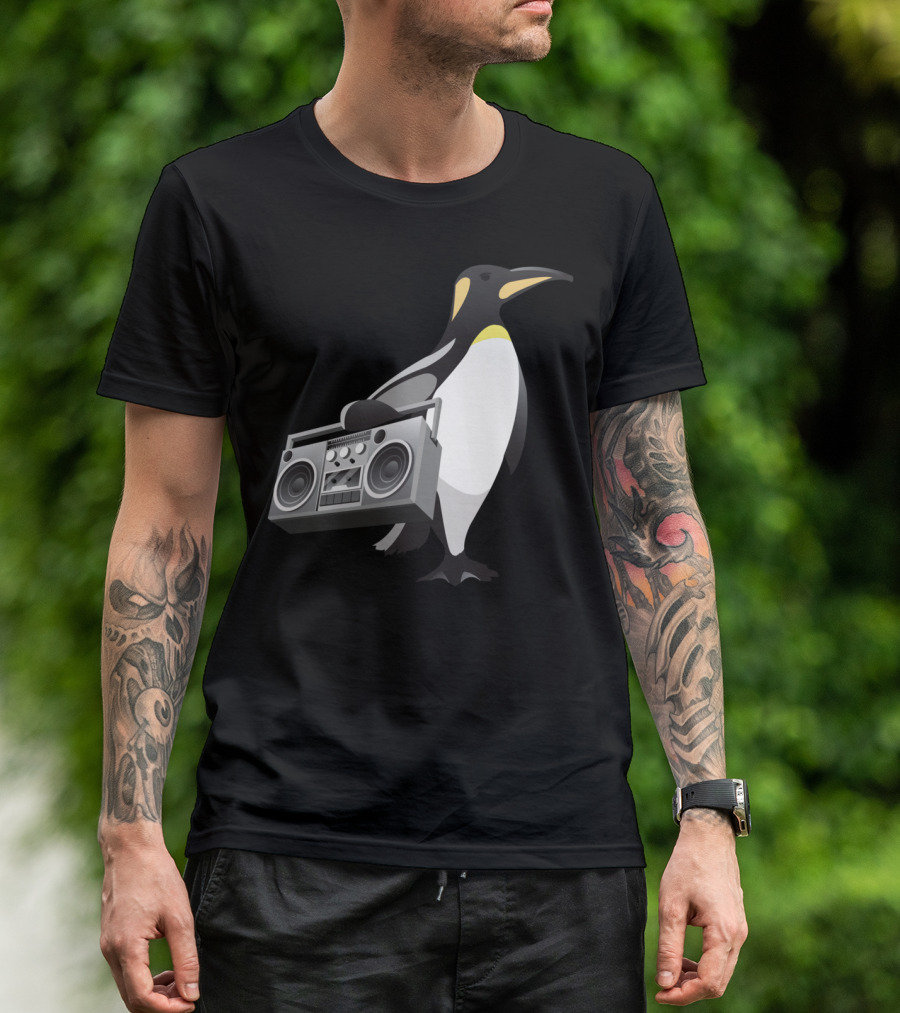 Beat Kingdom Ice Cold Penguin With Boombox Beats T-Shirt