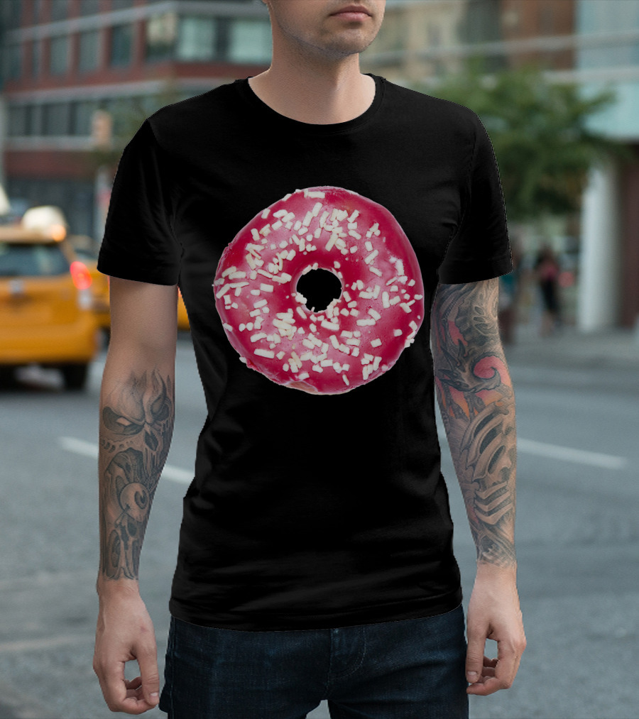 Round Pink Chocolate Sprinkle Doughnut T-Shirt