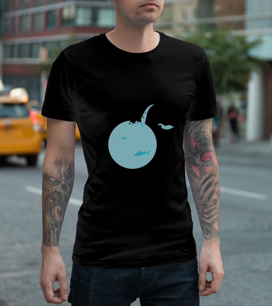 Round the World Ocean Globe with Wildlife and Sharks T-Shirt