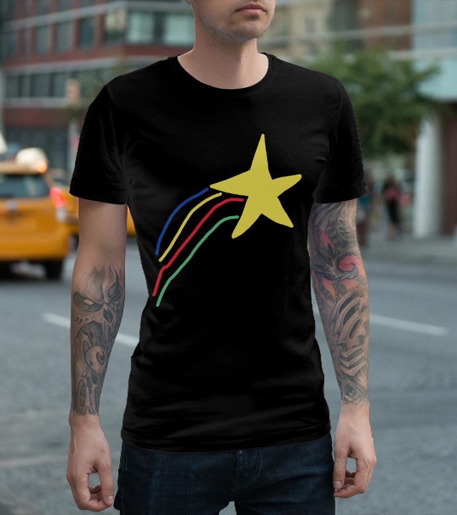 Wow Great Job Yellow Star Shooting With Colorful Trails T-Shirt