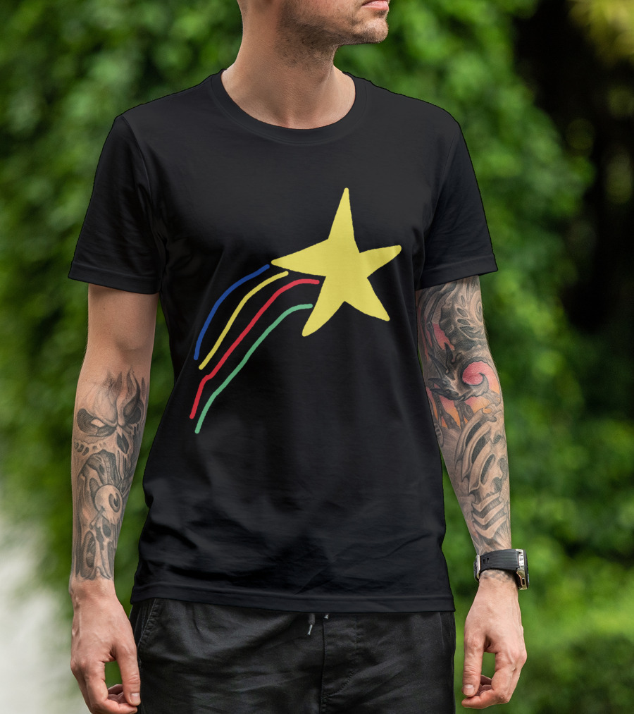 Wow Great Job Yellow Star Shooting With Colorful Trails T-Shirt