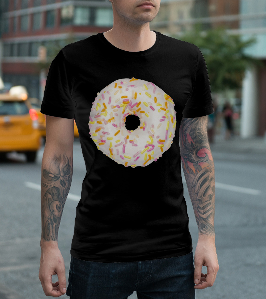Round White Chocolate Doughnut with Colorful Sprinkles T-Shirt