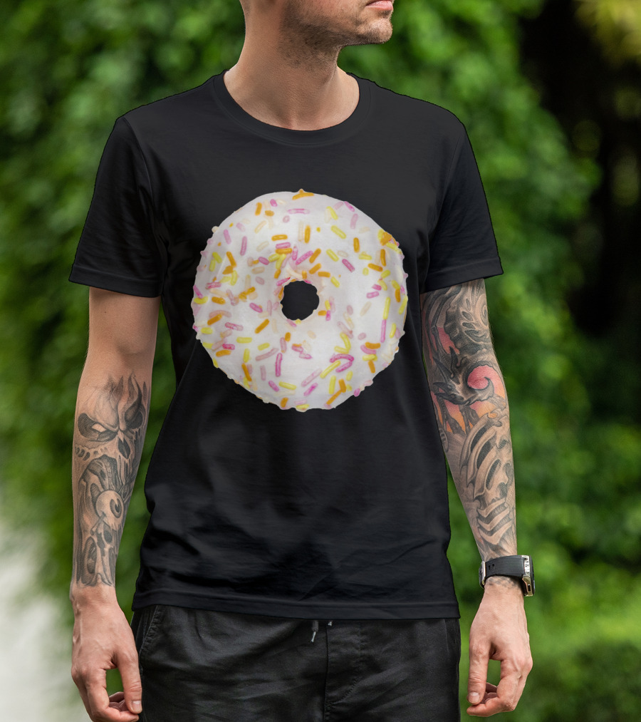 Round White Chocolate Doughnut With Colorful Sprinkles T-Shirt