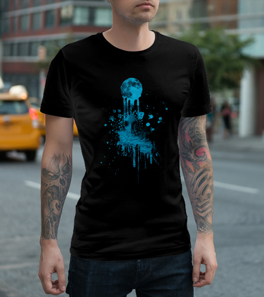 Catharsis Moon Drip Face Blue T-Shirt