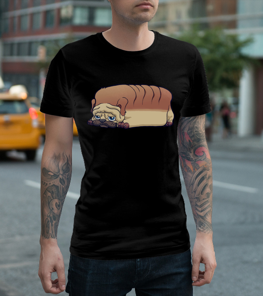 Cartoon Bread Dog Loaf Drawing T-Shirt