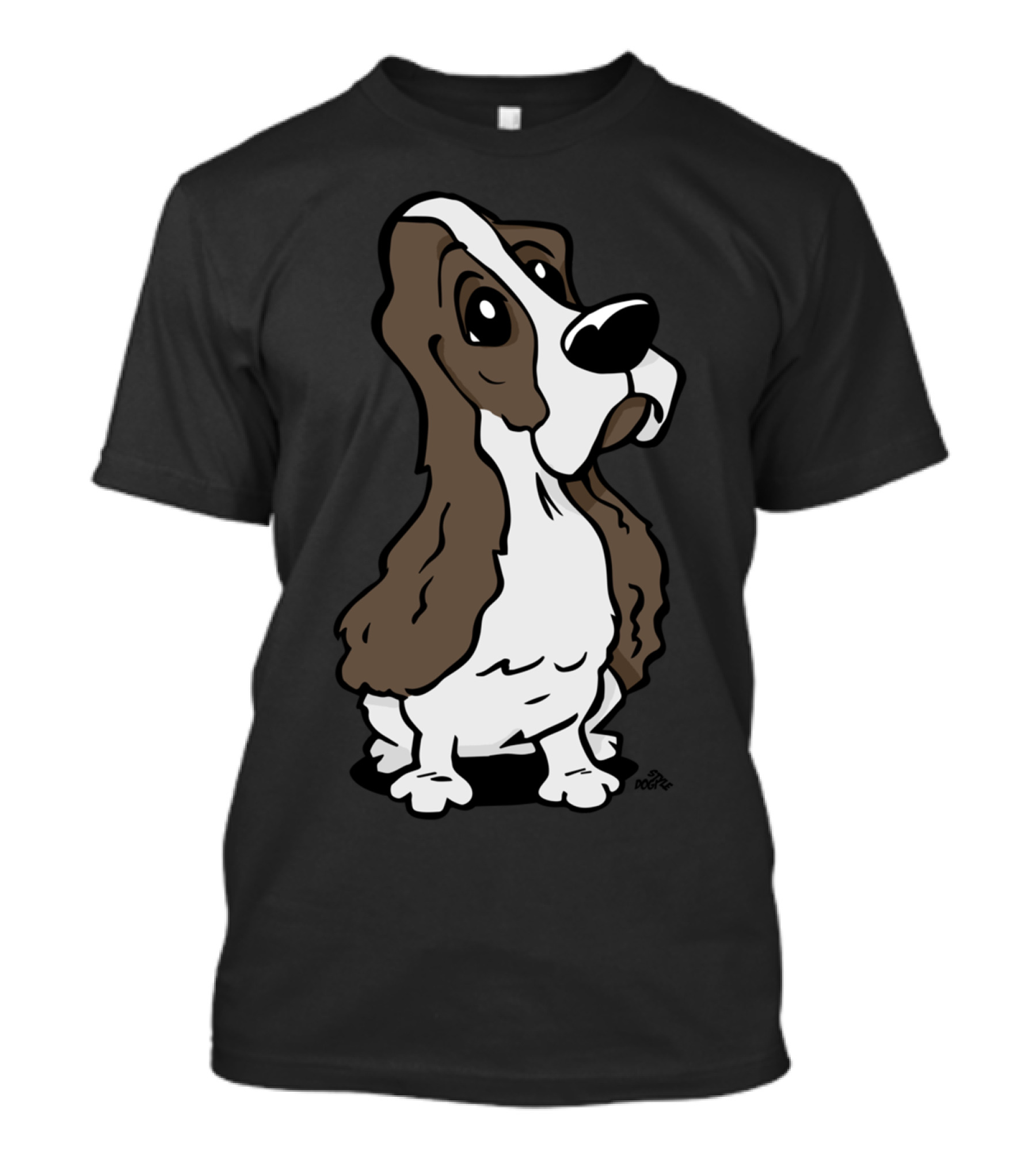 Cartoon Cocker Spaniel Dog Brown And White T-Shirt
