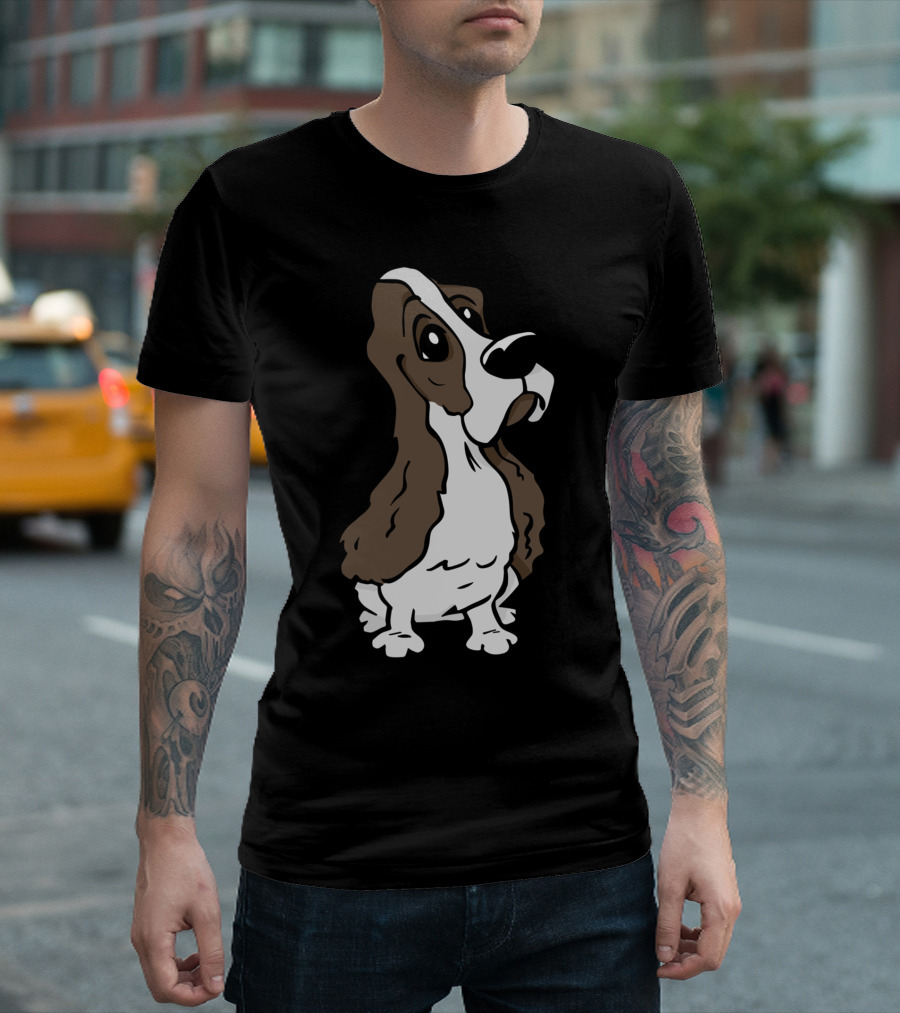 Cartoon Cocker Spaniel Dog Brown And White T-Shirt