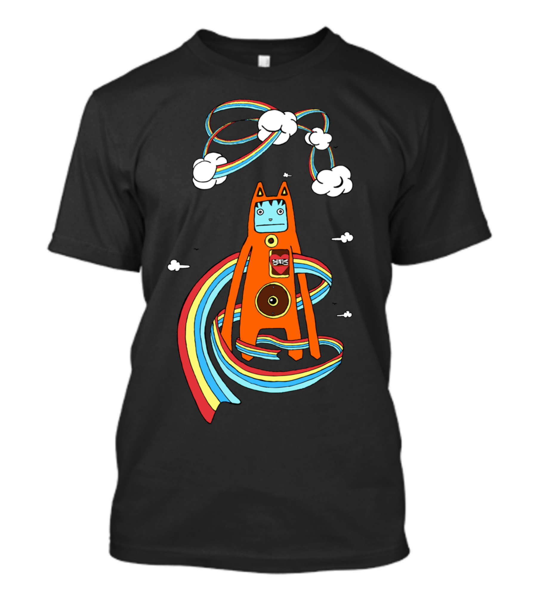 Bow Master Cosmic Rainbow Creature With Whimsical Clouds And Retro Vibes T-Shirt