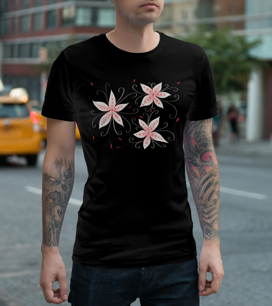 Beautiful Red and White Floral T-Shirt