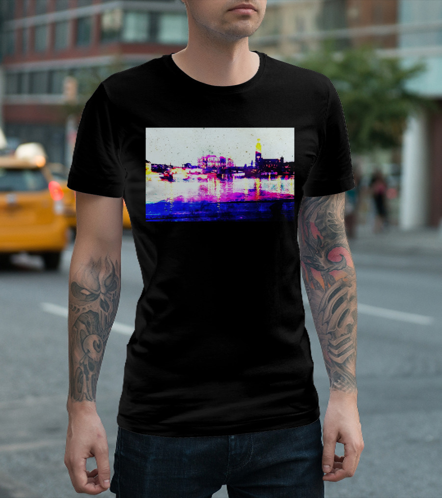 Fantasy Cities Vibrant Skyline Reflections (The Sky As A Paper) T-Shirt