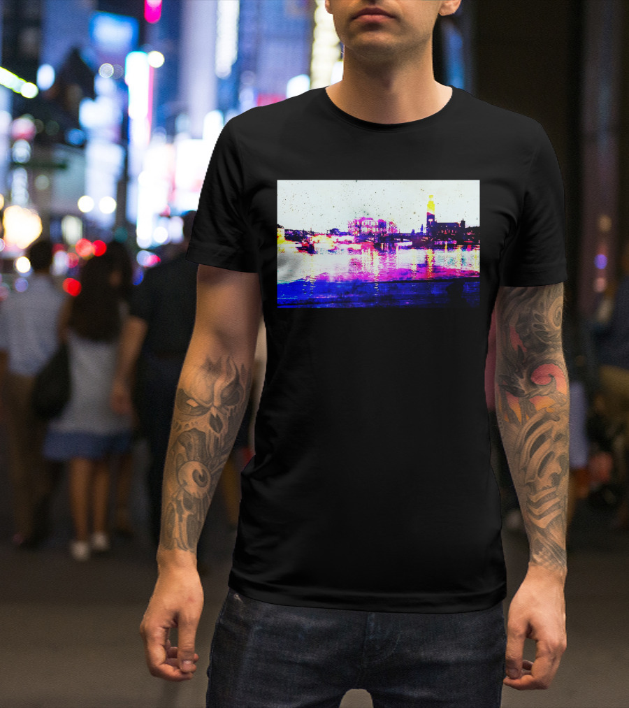 Fantasy Cities Vibrant Skyline Reflections (The Sky As A Paper) T-Shirt