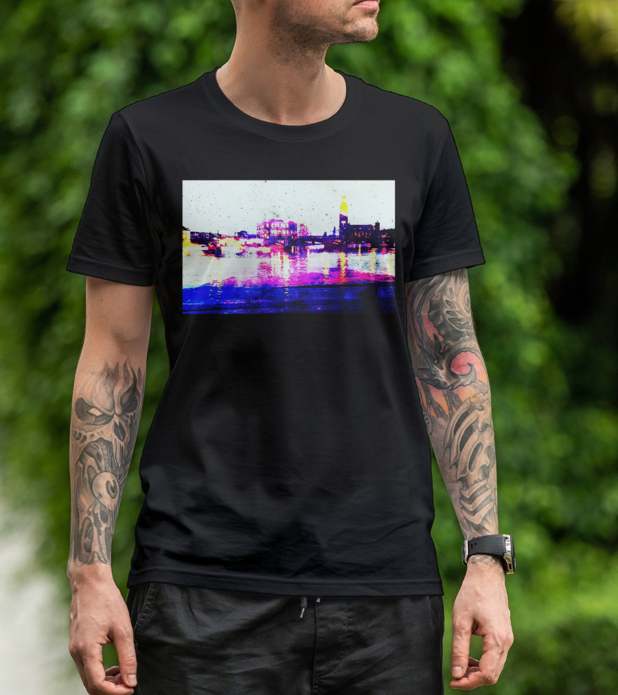 Fantasy Cities Vibrant Skyline Reflections (The Sky As A Paper) T-Shirt