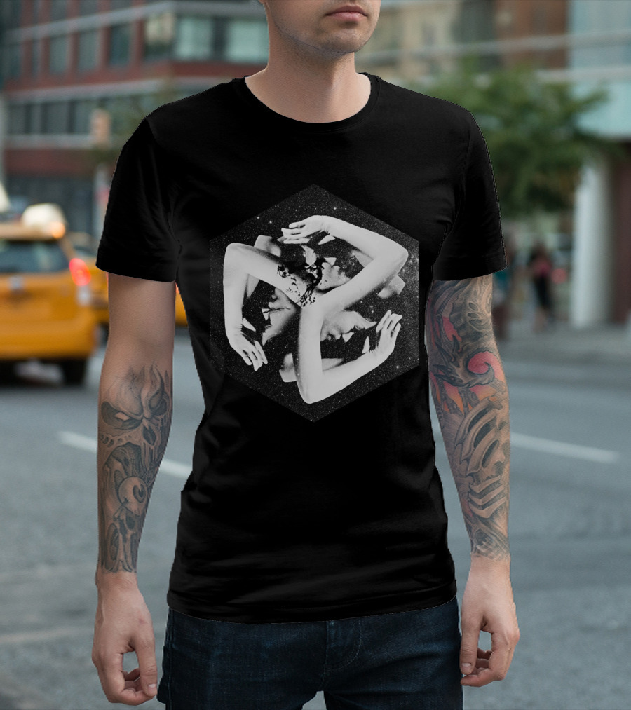 Box Cosmic Surrealist Hands Space Hexagon T-Shirt