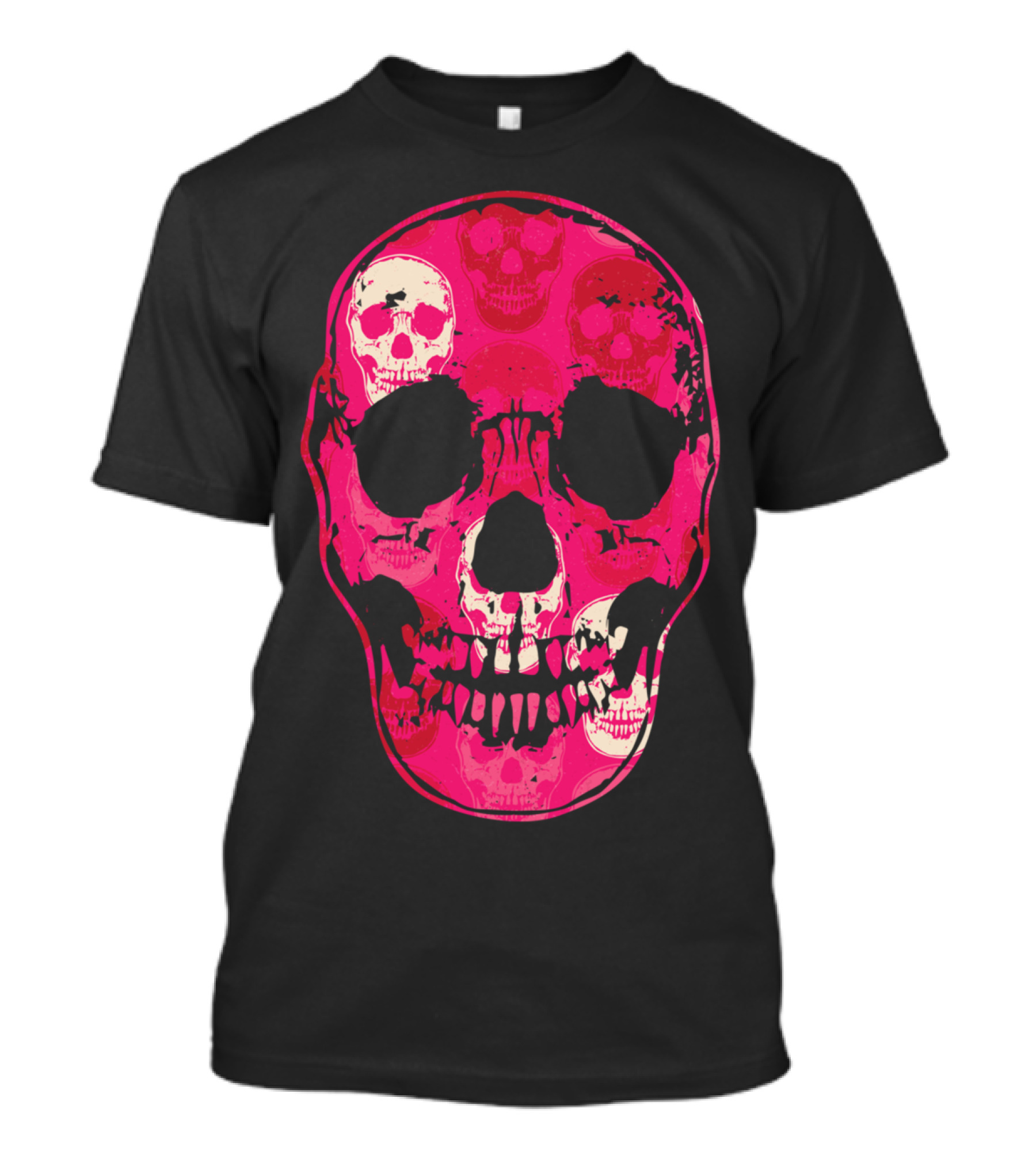 Saccharine Skull Multilayered Pink Skulls T-Shirt