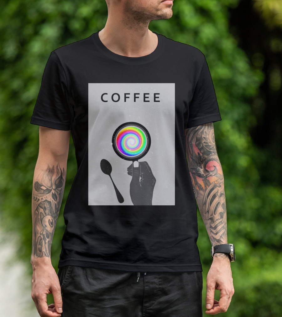 COFFEE Galaxy In A Cup Spiral Hand Spoon T-Shirt