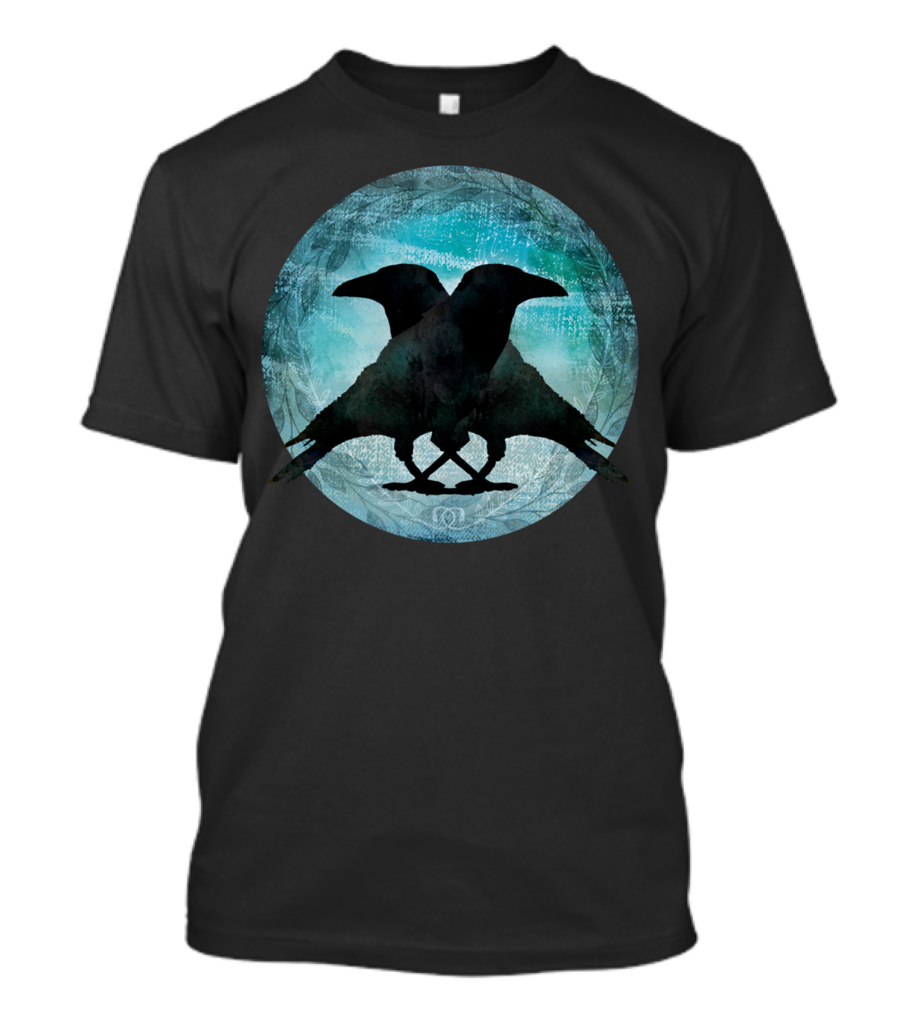 Crow Lovers Dance Beneath Midnight Sky Moon Circle T-Shirt