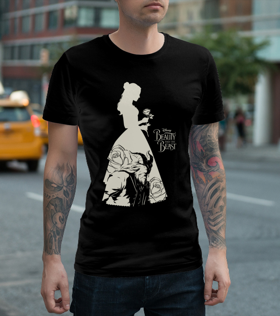 Disney Beauty And The Beast Silhouette With Rose T-Shirt