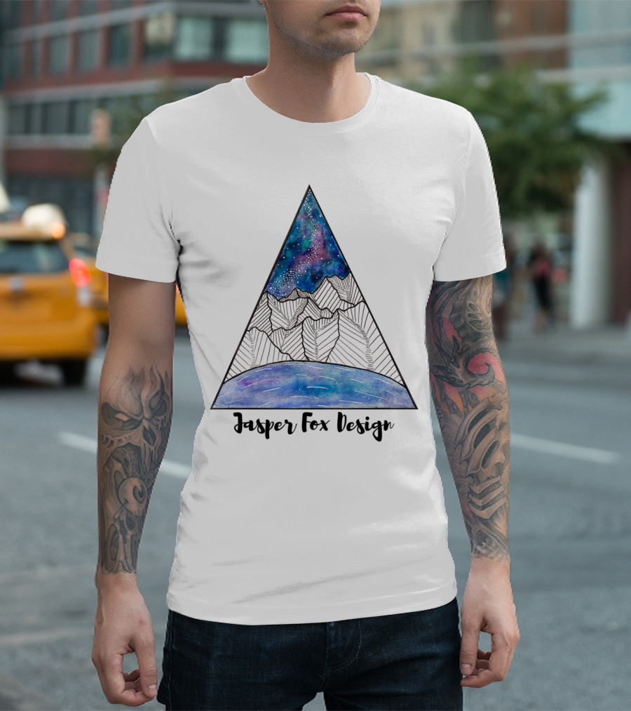 Jasper Fox Design Galaxy Sky Mountain Triangle T-Shirt