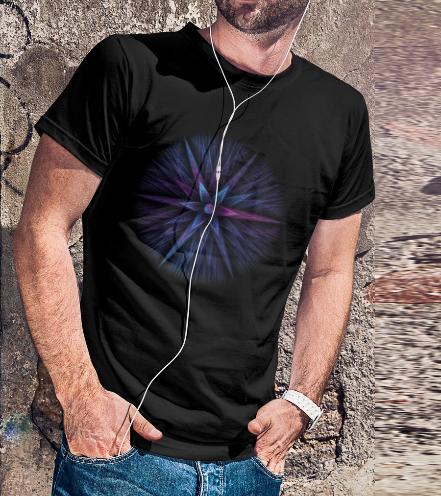 Beauty Blue Fractal Starburst Vision T-Shirt