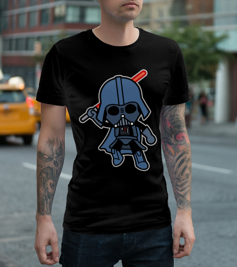 Cartoon Vader Attacks Lightsaber Iconic T-Shirt