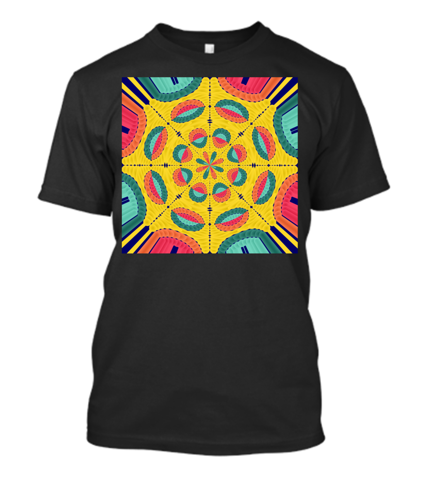 Textured Tropical Kaleidoscope Mandala T-Shirt