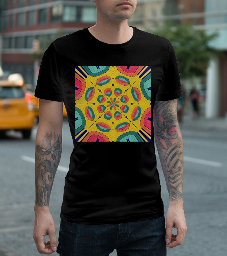 Textured Tropical Kaleidoscope Mandala T-Shirt
