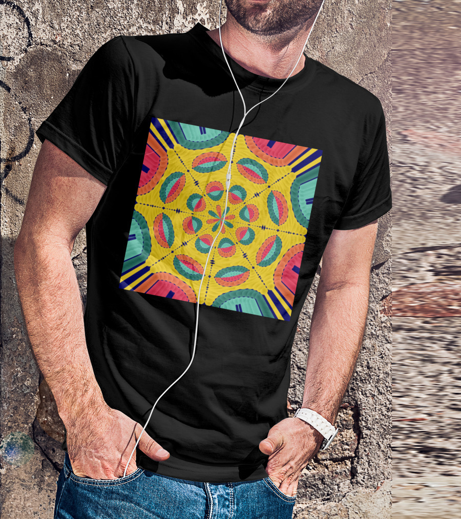 Textured Tropical Kaleidoscope Mandala T-Shirt