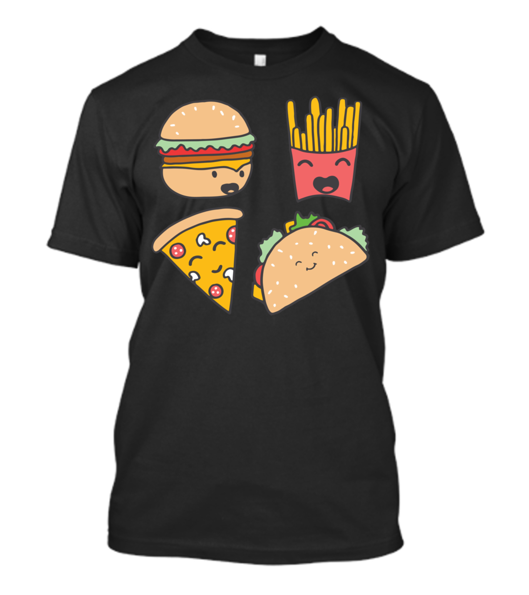 Fast Food Friends Burger Pizza Fries Taco Smiling Friends T-Shirt