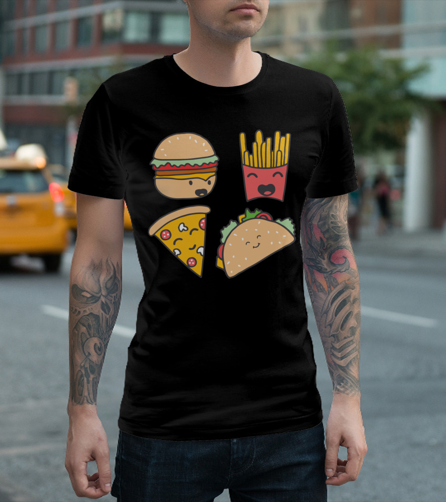 Fast Food Friends Burger Pizza Fries Taco Smiling Friends T-Shirt