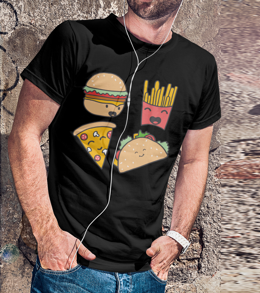 Fast Food Friends Burger Pizza Fries Taco Smiling Friends T-Shirt