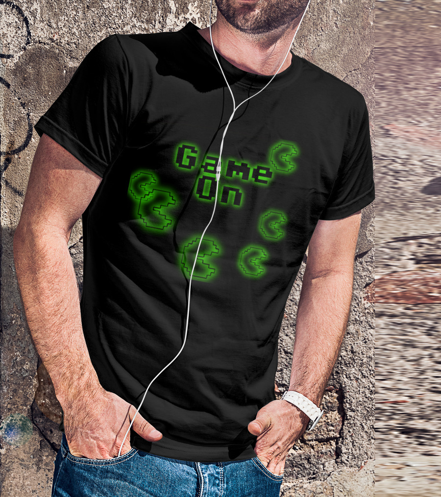 Game On Pixelated Green Retro Arcade Icons T-Shirt