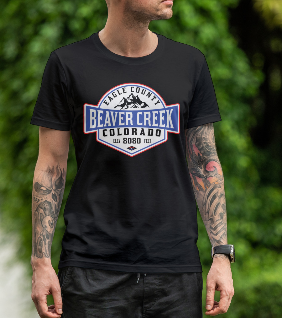 Eagle County Beaver Creek Colorado Elev 8080 Feet Skiing Hiking Climb T-Shirt