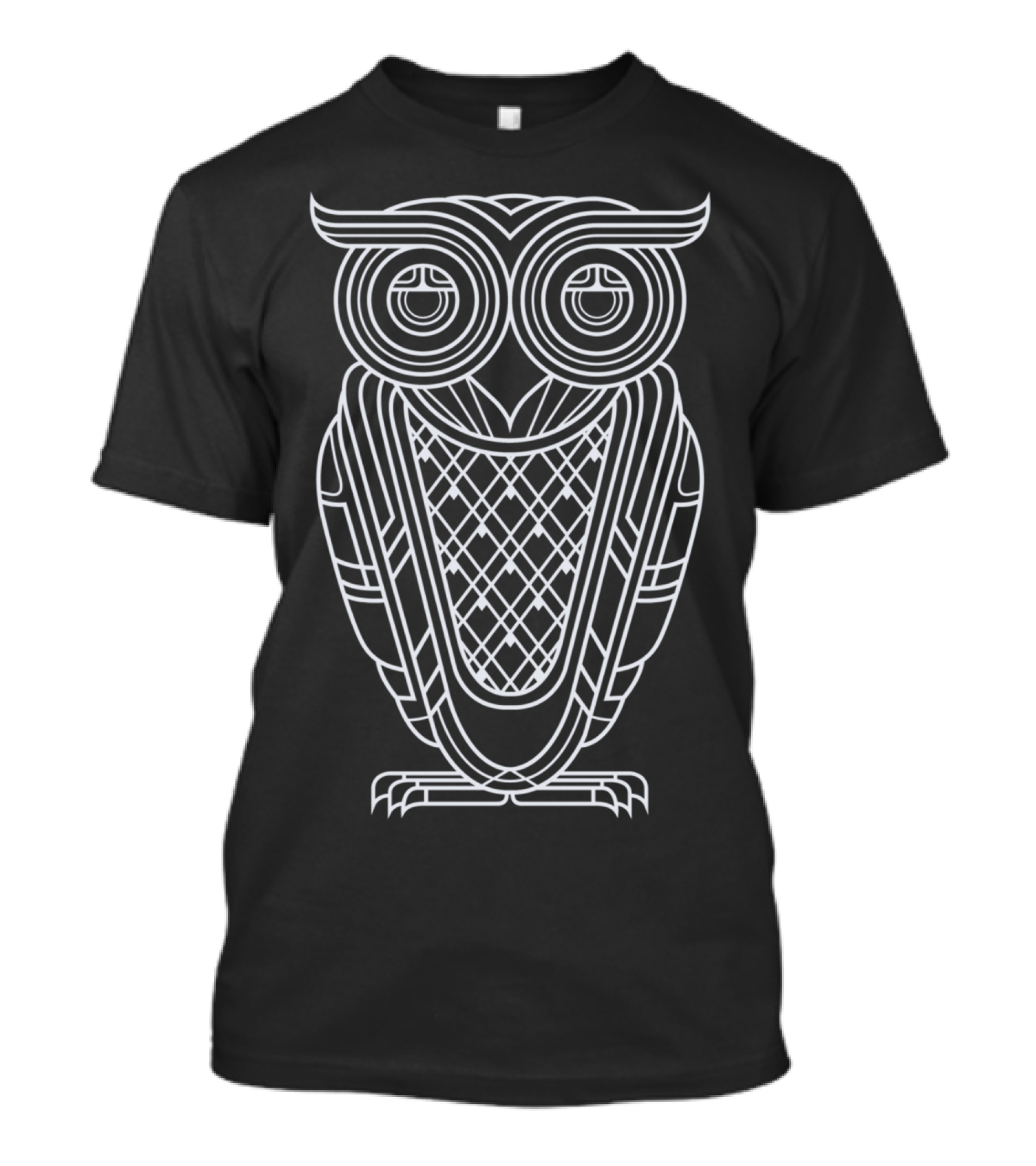 Art Deco Style Owl Nocturnal Line T-Shirt