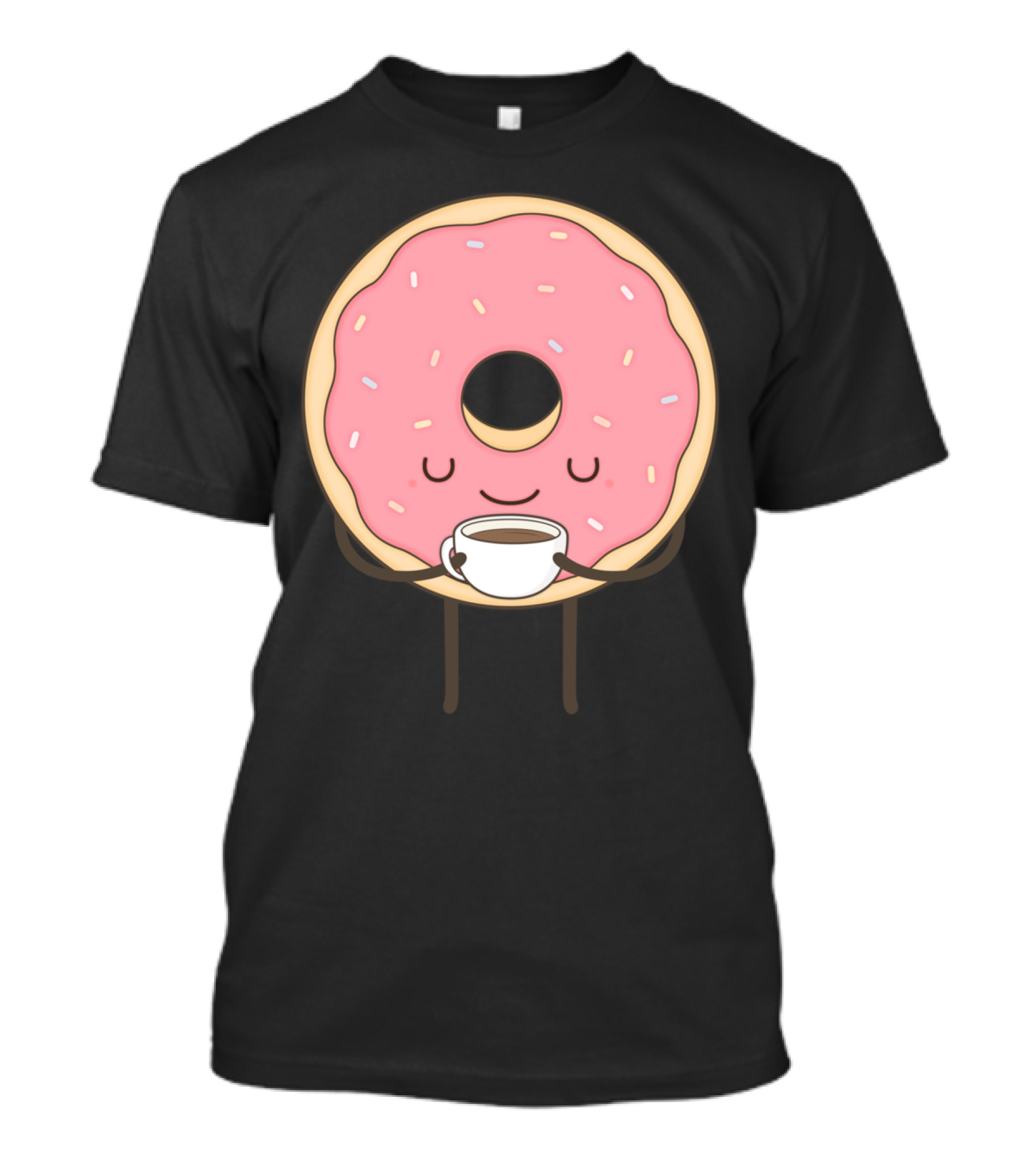 Donut Holding Coffee Cup Smiling With Sprinkles T-Shirt