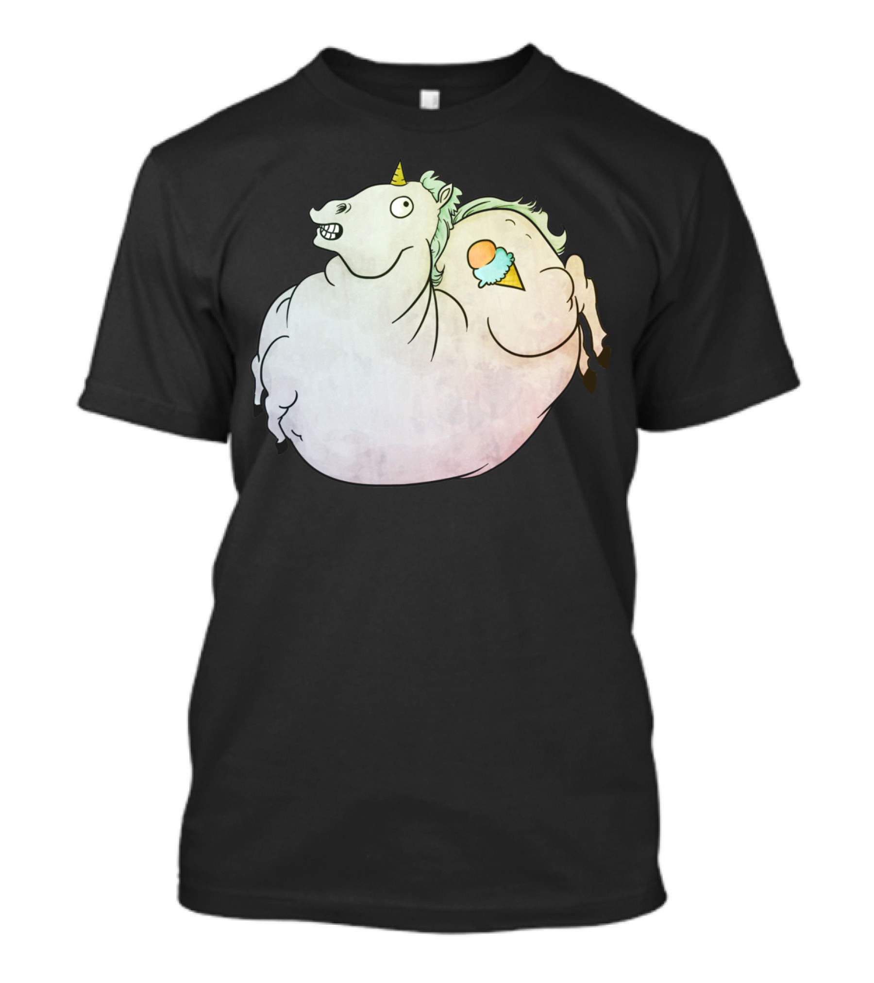 Fat Pony Funny Unicorn With Ice Cream Cone T-Shirt
