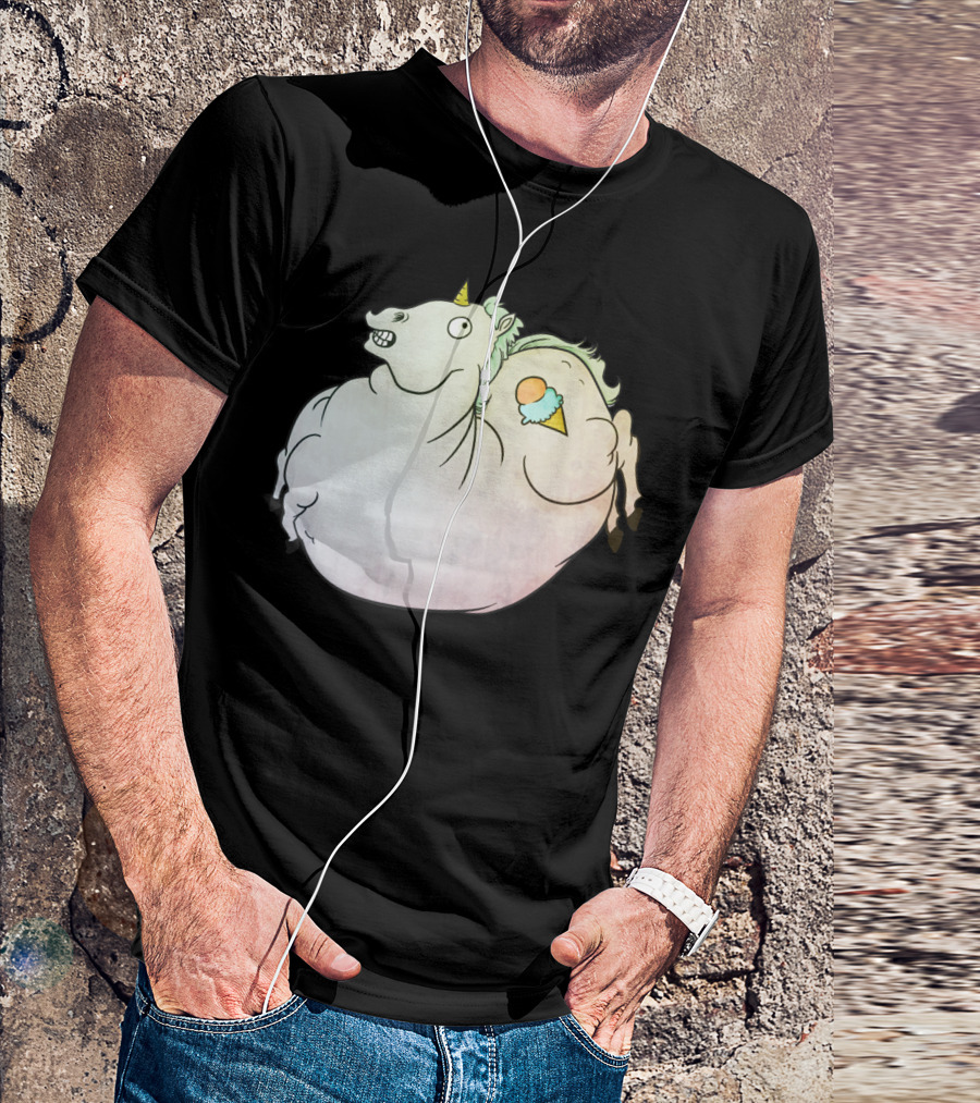 Fat Pony Funny Unicorn With Ice Cream Cone T-Shirt