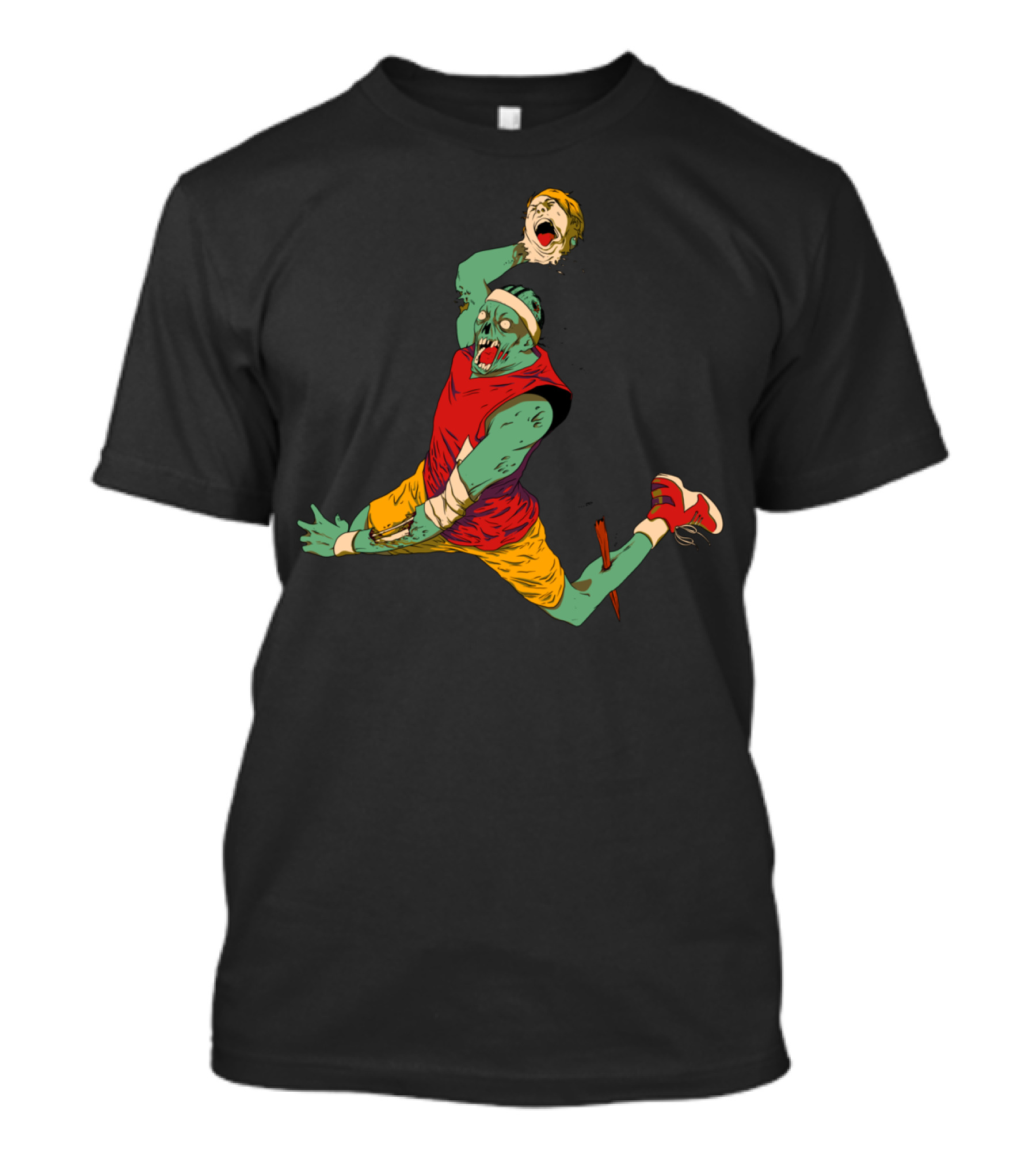 Zombie Basketball Brain Dunking Action T-Shirt