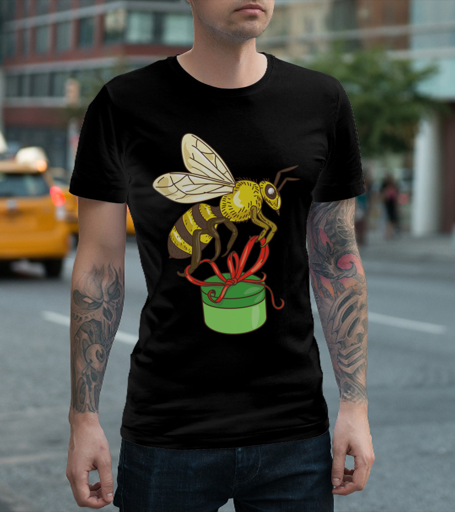 Bee Holding Gift Box Drawing T-Shirt