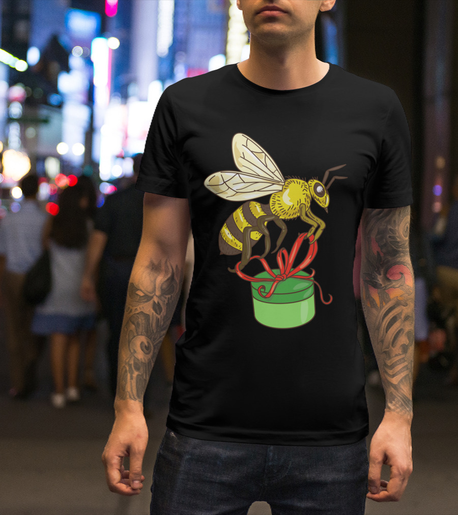 Bee Holding Gift Box Drawing T-Shirt