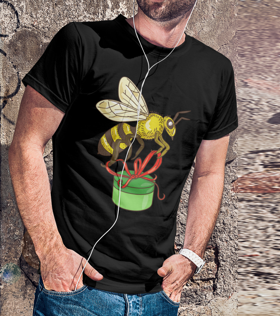 Bee Holding Gift Box Drawing T-Shirt
