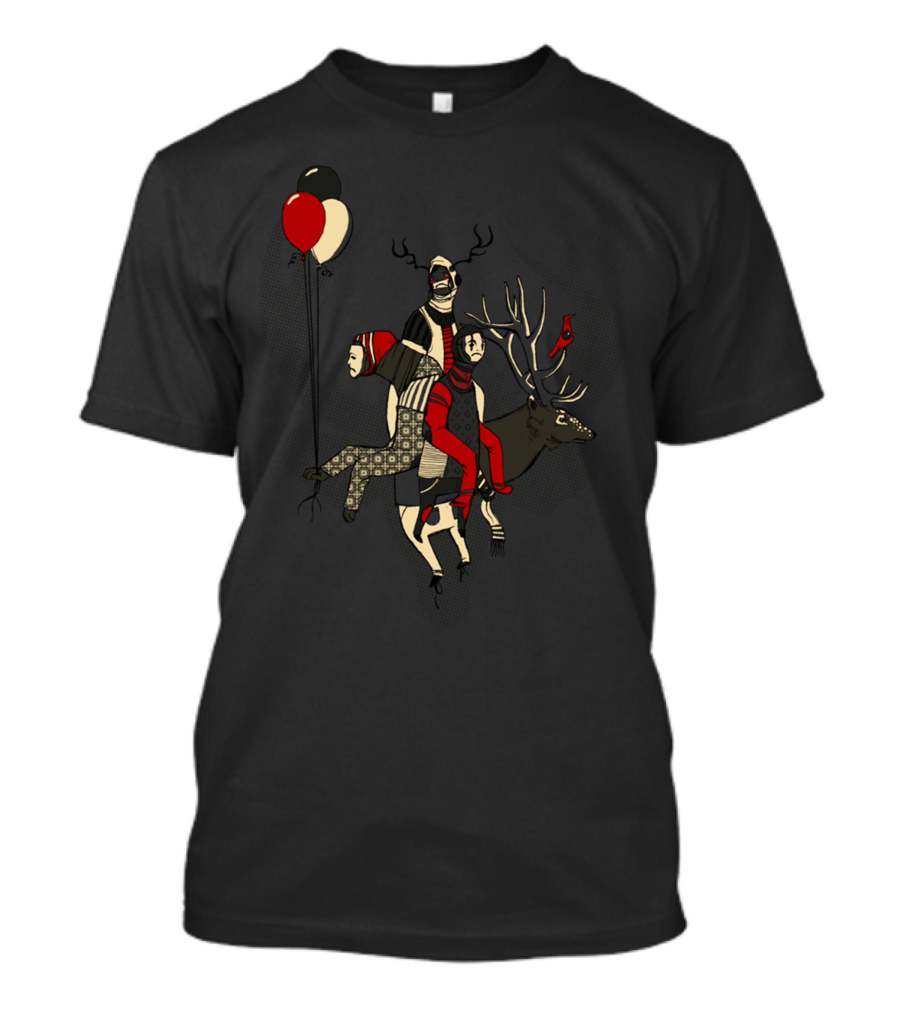 Fawn Memories Surreal Adventure With Cardinal And Balloons T-Shirt